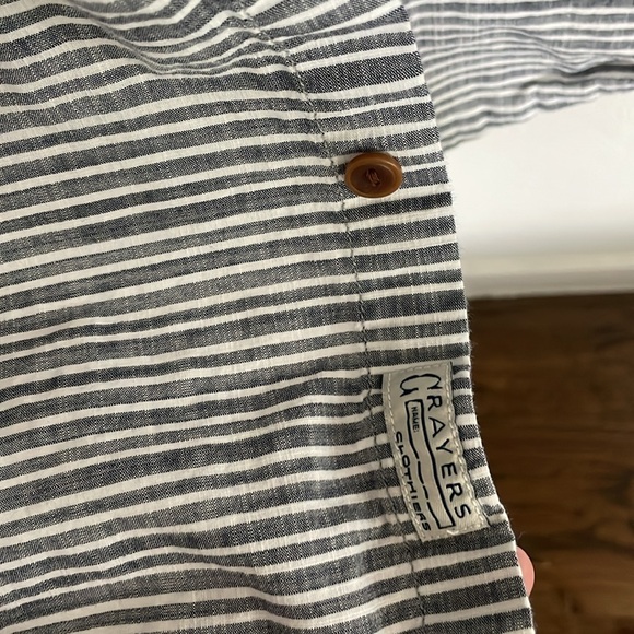 Grayers Clothiers Olsen Horizontal Stripe Poplin Shirt Grey Cream Large - Picture 4 of 5